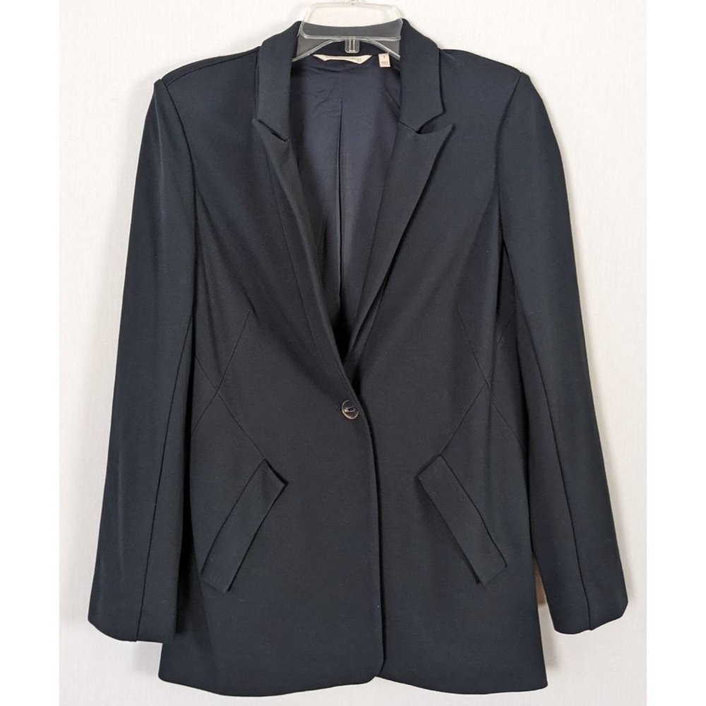 Soft Surroundings long sleeve one button black Slanted pockets comfortable blaze